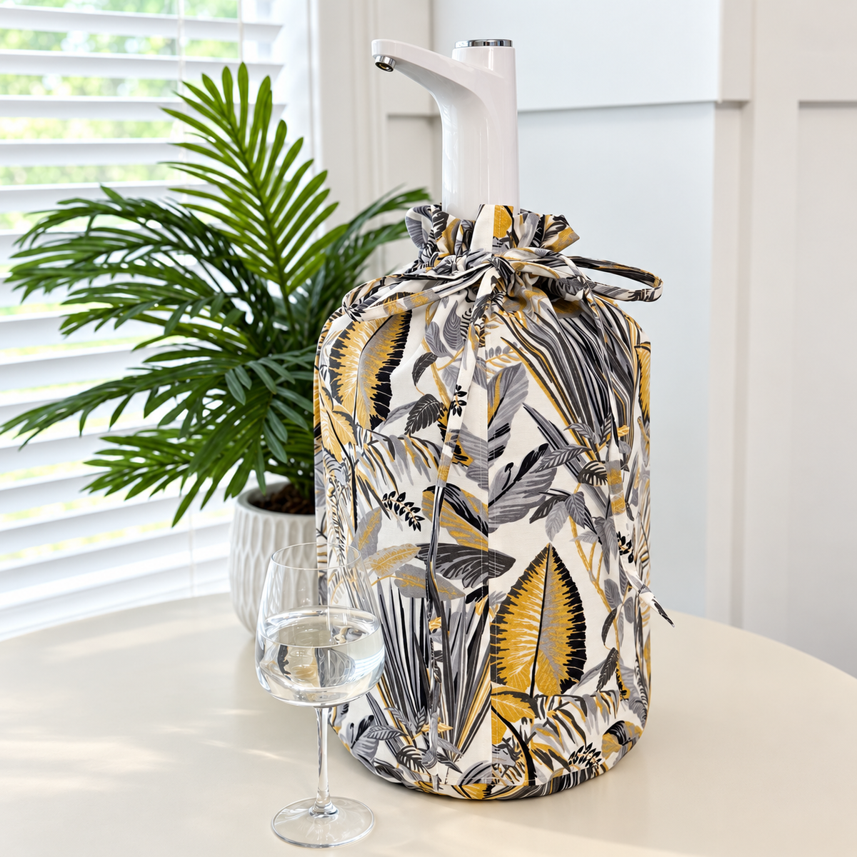 Water Bottle Cover With Drawstring Floral Fabric Sleeve