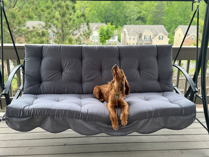 outdoor swing cushion with backrest and tufted design for porch swing