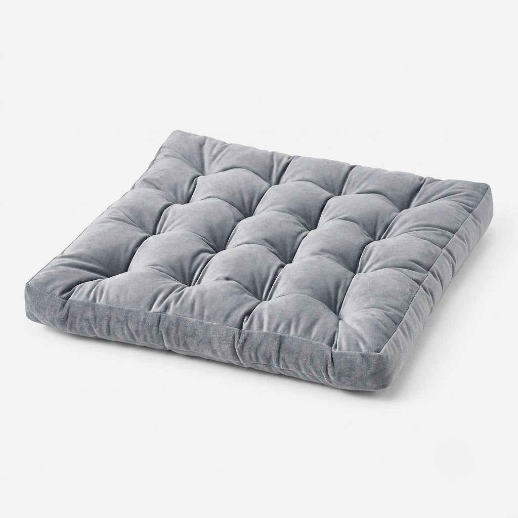 Tufted Velour Chair Cushion, Square Seat Pad