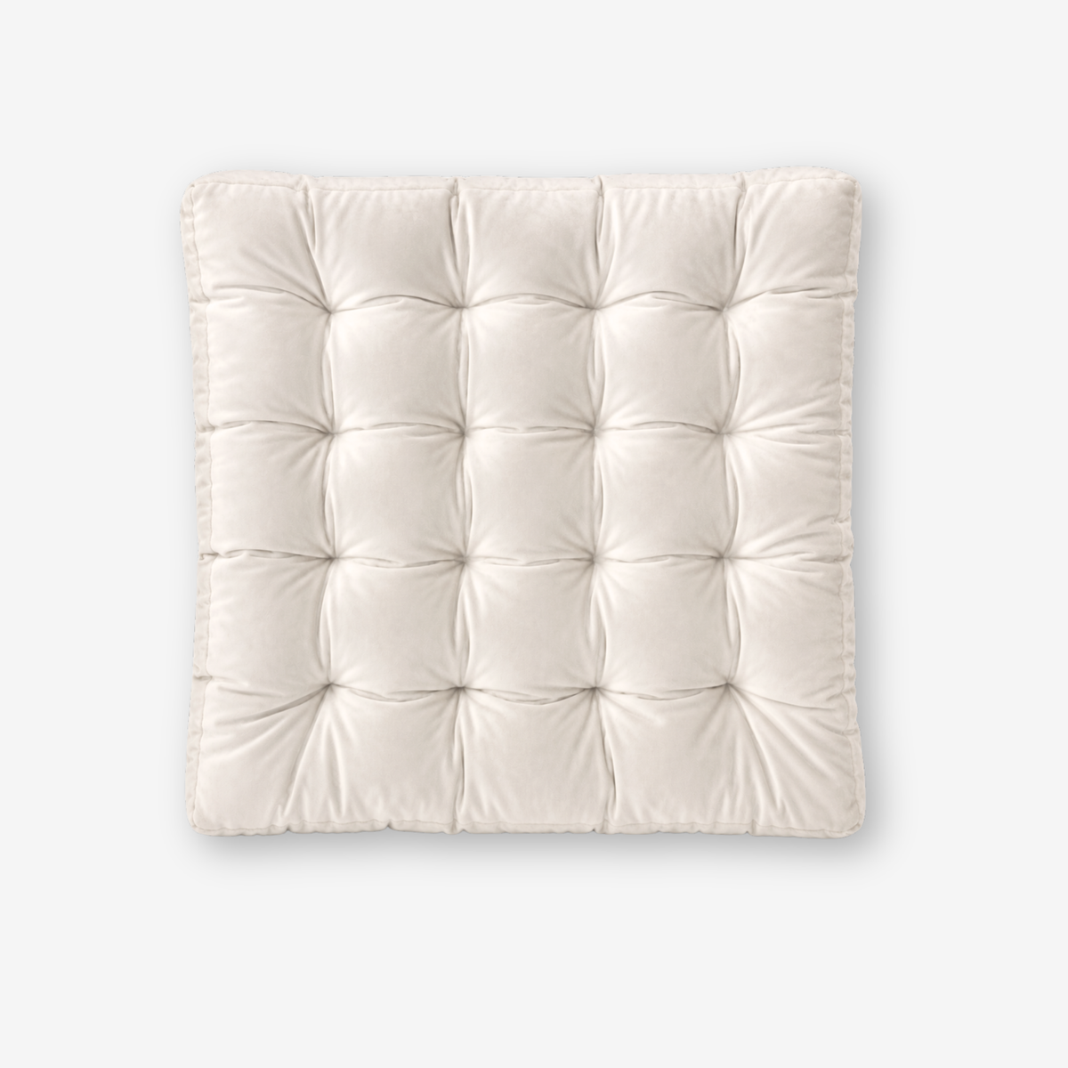 Square Off White Velvet Chair Cushion