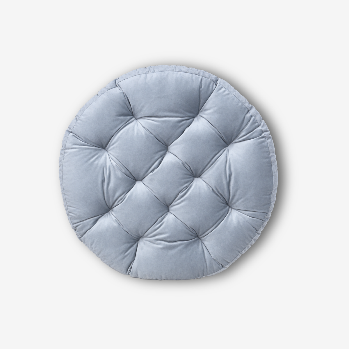 Round Gray Velvet Chair Cushion