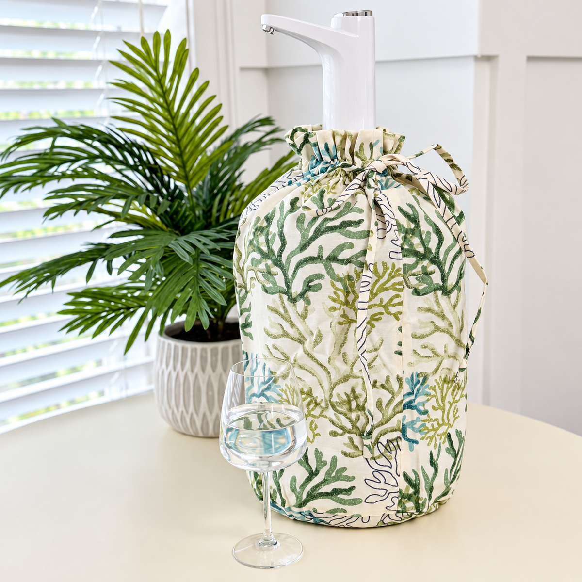 5 Gallon Green Floral Water Bottle Case