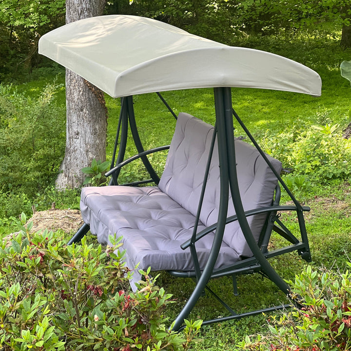 outdoor swing cushion with backrest and tufted design for porch swing