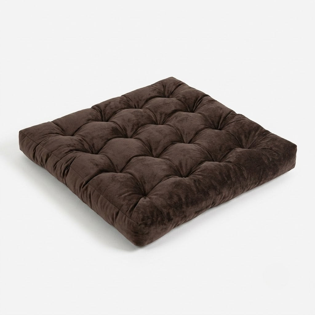 Chocolate Square Velour Seat Pad for Chair