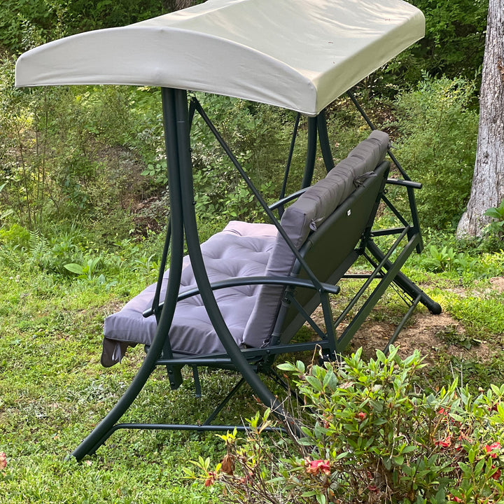 outdoor swing cushion with backrest and tufted design for porch swing