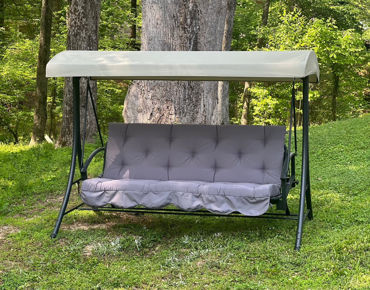 outdoor swing cushion with backrest and tufted design for porch swing