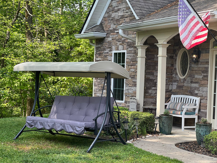 outdoor swing cushion with backrest and tufted design for porch swing