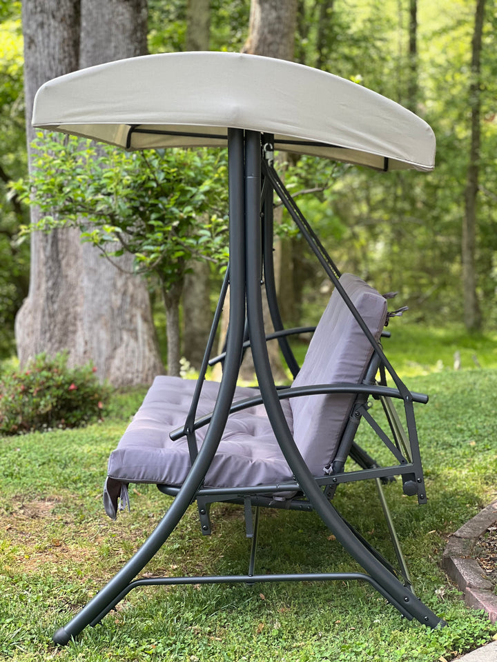 outdoor swing cushion with backrest and tufted design for porch swing