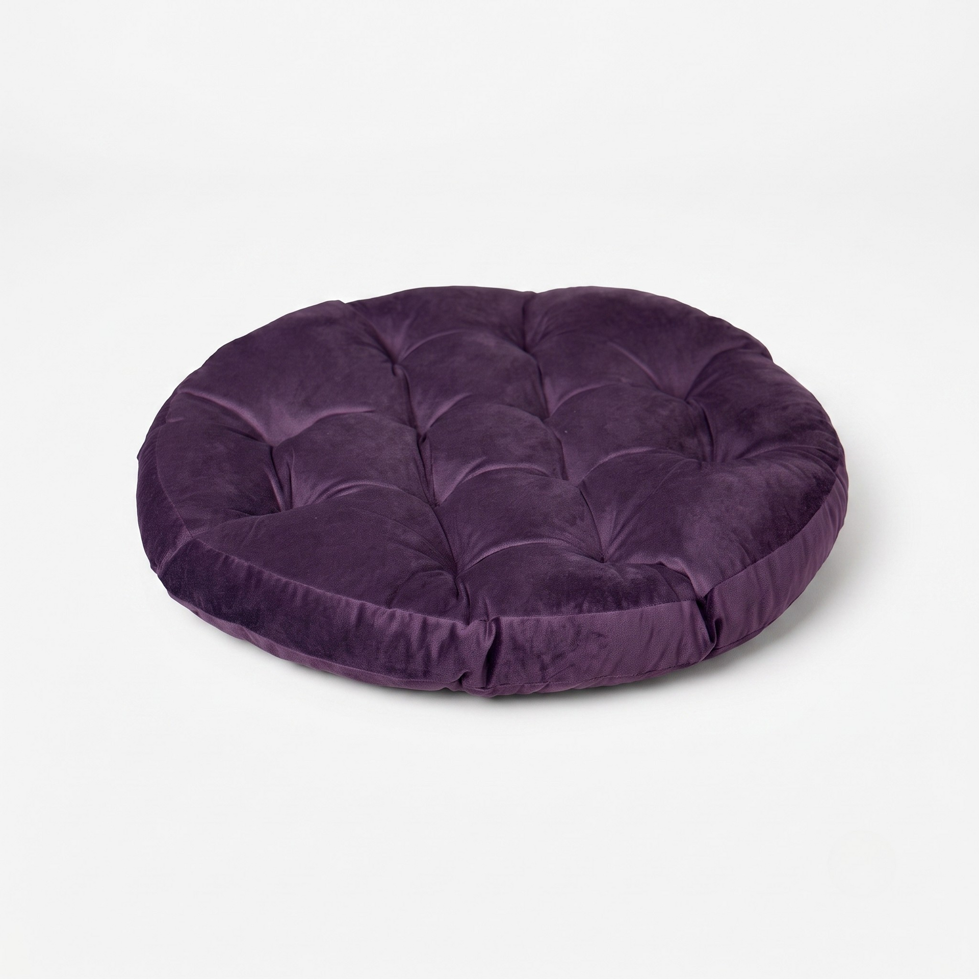 Round Velvet Chair Cushion, Tufted Seat Pad