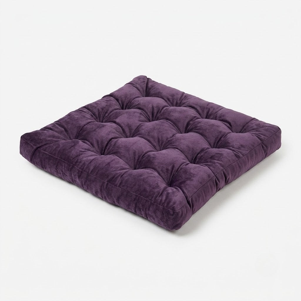 Dark Purple Velvet Square Chair Cushion