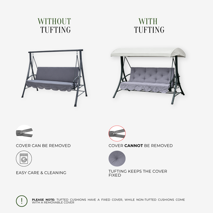 outdoor swing cushion with backrest and tufted design for porch swing