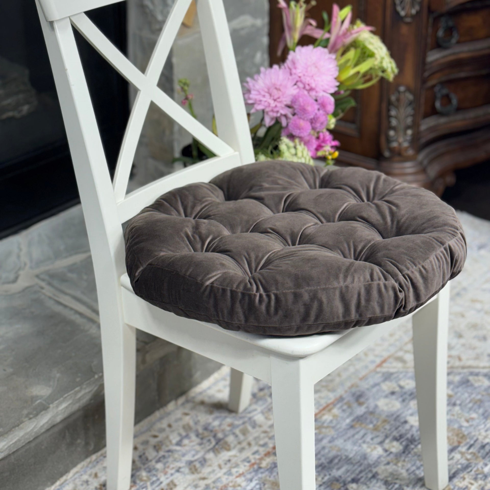 Round Velour Seat Cushion, Soft Chair Pad