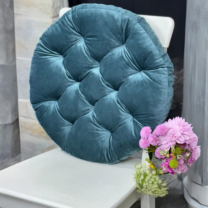 emerald velvet round cushion