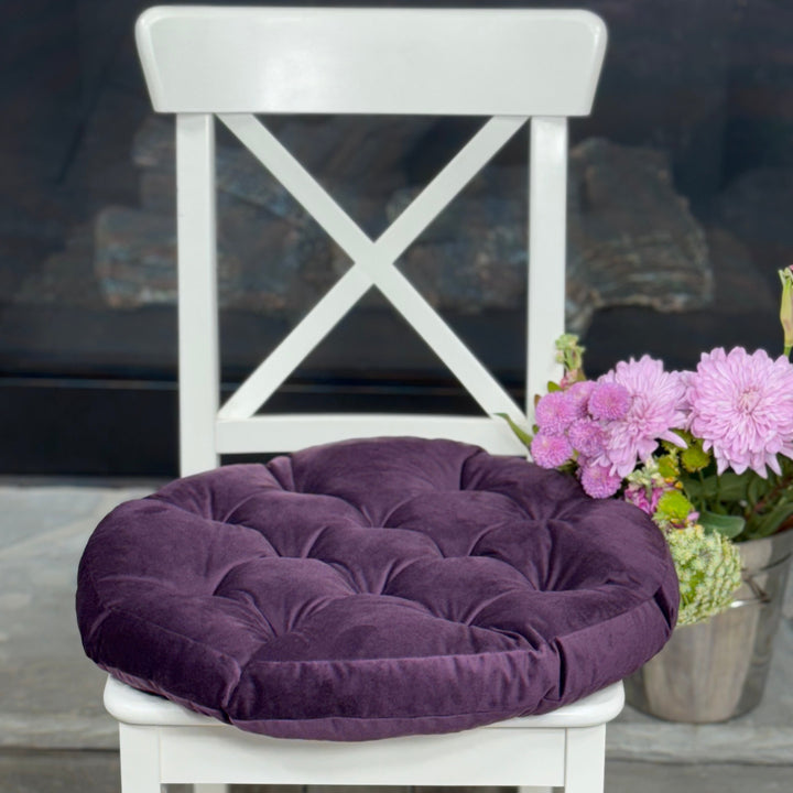purple velvet round cushion