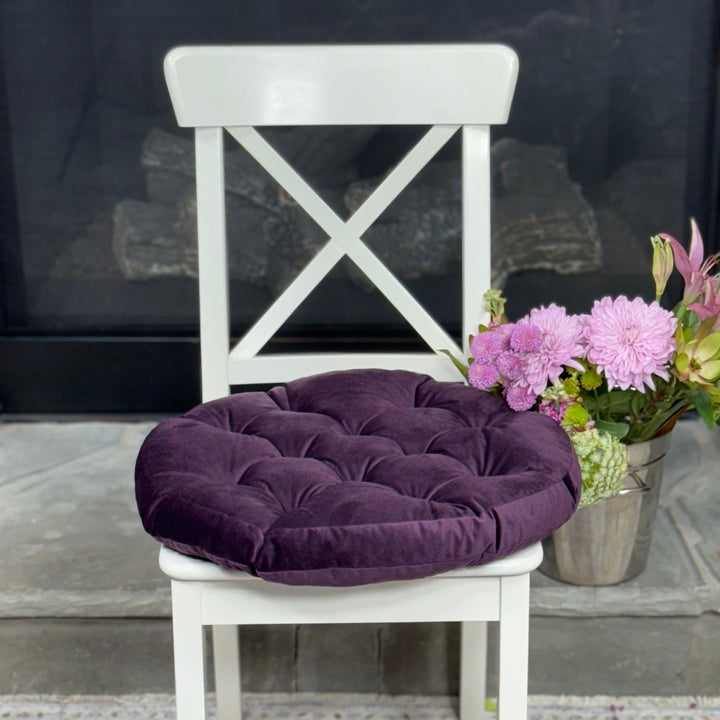 purple velvet round cushion