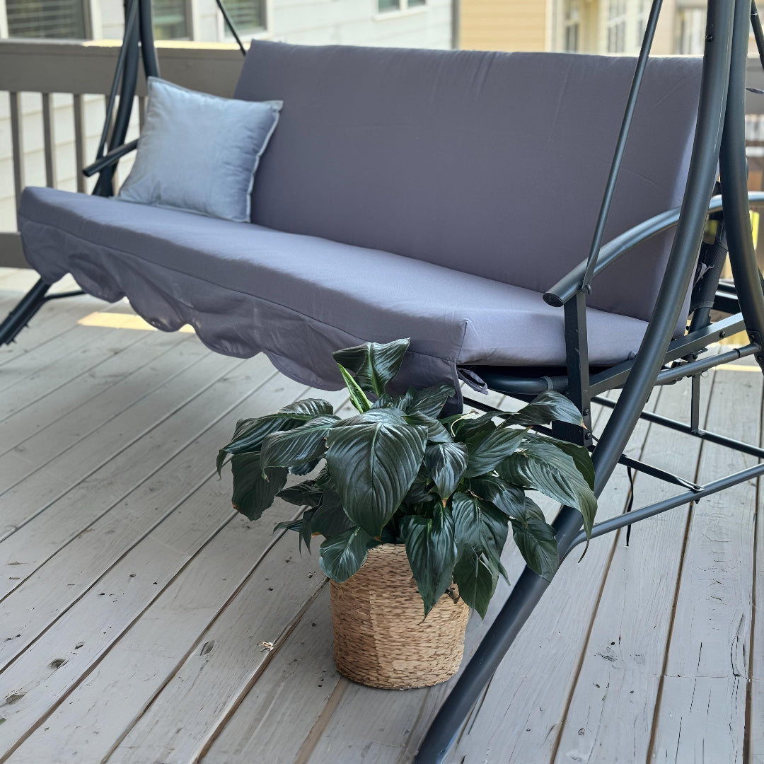 Gray Swing Cushion with Backrest for Patio