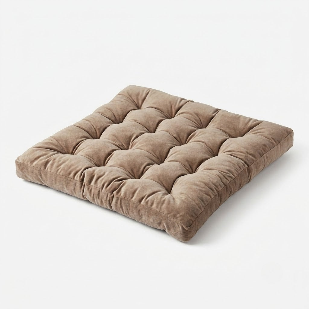 Tufted Cushion, Square Velour Chair Seat Pad