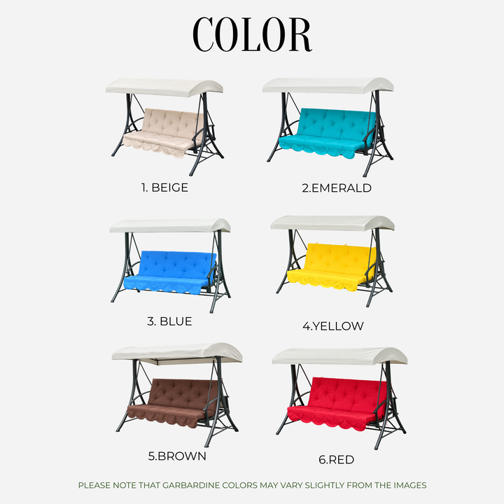 Custom outdoor porch swing cushion with backrest in purple gabardine fabric